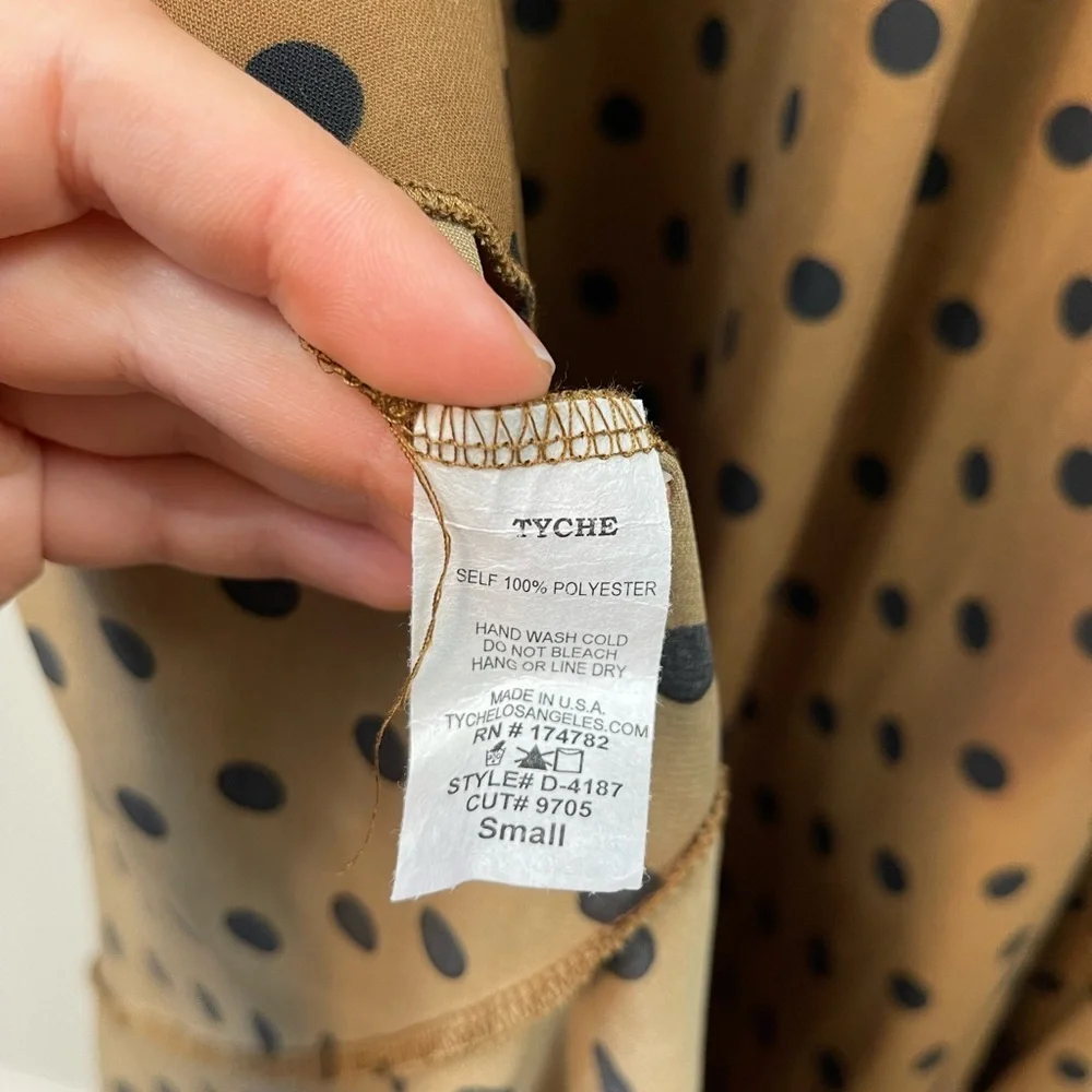 Brown Polka Dot Skirt VICI Mama Mia Polka Dotted Wrap Maxi Dress sz: Small Retro - Picture 16 of 16